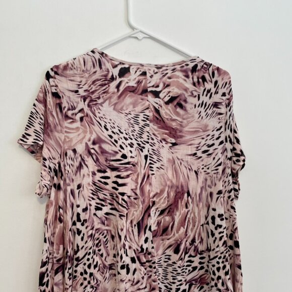 JENNIFER LOPEZ Plus Size Strappy Asymmetrical Top Mauve Purple ish Animal Print - Picture 15 of 16